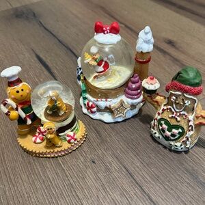 Vintage Christmas Holiday Decor Gingerbread Man House Snowglobe Snow Globe